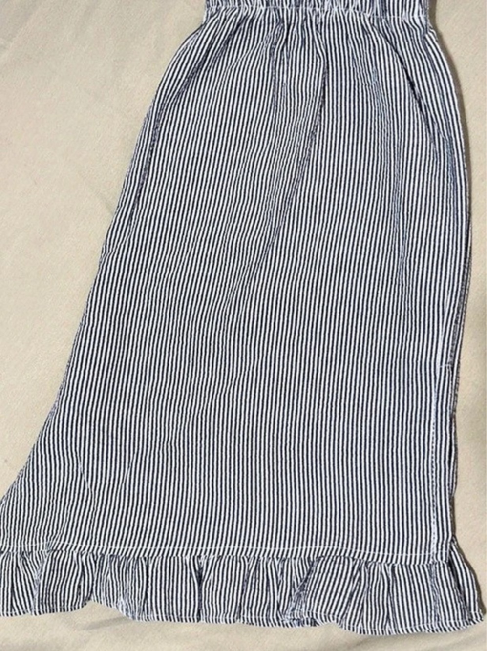 Striped Ruffle High Waist Shorts in Blue & White Size Medium